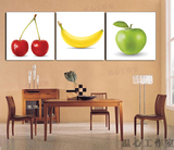 水果樱桃香蕉苹果餐厅装饰画壁画饭厅客厅现代无框画三联墙画挂画