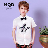 MQD童装2016夏款男童短袖衬衫中大童短袖衬衣儿童翻领上衣潮