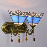 现代地中海创意蓝色玻璃简约装饰客厅壁灯欧式卧室床头阳台壁灯具