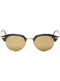 美国代购 Thom Browne/桑姆-布郎尼 女士海军蓝金色圆形太阳眼镜