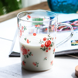 U-PICK原品生活 碎花耐热玻璃水杯 可爱水杯咖啡杯牛奶杯子