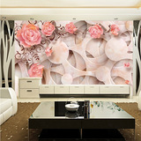 玉雕浮雕玫瑰3D立体墙纸电视背景墙卧室客厅大型壁画墙纸无缝壁纸