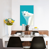 北欧现代简约客厅装饰画餐厅卧室玄关挂画单幅小清新蓝北极熊04