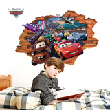 迪士尼3D纳米赛车破墙贴纸墙贴 儿童房男孩卧室床头装饰人物墙贴