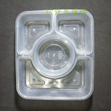 长方形三格一次性菜盒带盖外卖打包便当透明塑料快餐具盒120套