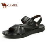 Camel/骆驼男鞋2016夏季新款头层牛皮日常休闲露趾透气两穿男凉鞋
