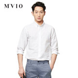 MVIO/妙维 2016商场同款 韩版男士亚麻棉修身纯色商务长袖衬衫衣