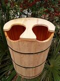 香椿木泡脚木桶足浴桶养生木桶洗脚桶带盖加高节水木足疗桶木盆45