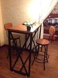 loft美式乡村复古实木家用 客厅铁艺吧台桌椅组合 酒吧做旧咖啡桌