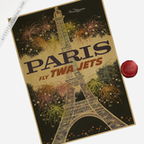 巴黎旅游宣传画 复古怀旧牛皮纸海报 42×30CM