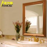 洗手间防水墙壁挂式卫浴大镜子 长方形欧式立体装饰镜框复古铜色