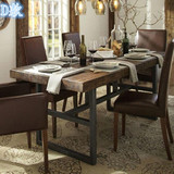 实木餐桌现代简约方桌餐桌椅组合6人 小户型组装橡木饭桌一桌六椅