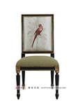 现货特价欧式新古典实木黑色描金小鸟椅美式无扶手餐椅书椅化妆椅
