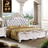 森爵欧式床 实木法式雕花韩式公主床松木高箱储物皮床布床婚床