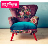出口欧洲艾维特美式乡村风格新古典印花单人沙发椅咖啡椅客厅家具
