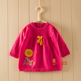 婴幼儿毛衣0-1-2-3岁女童春秋打底衫纯棉宝宝套头针织衫薄款玫红