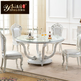 白色法式餐厅家具餐桌欧式银箔餐桌餐台桌子两用餐桌圆餐台