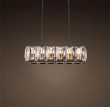 美式外贸出口铁艺复古长方形个性创意北欧别墅酒店吊灯K9水晶吊灯