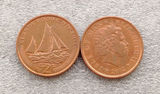 马恩岛硬币 2000年代 新版2便士 帆船 老年女皇头像