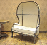 出口原单美式实木雕花双人沙发椅 欧式太空椅鸟笼蛋壳椅 老虎椅