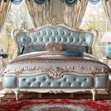 全实木欧式床双人床公主床1.8米真皮法式床主卧橡木婚床卧室雕花