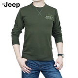 吉普盾秋季男士长袖T恤圆领nian jeep青年宽松纯棉男韩版纯色上衣