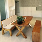 实木餐桌椅组合 美式复古实木饭桌 茶几 泡茶桌 长方形书桌办公桌