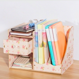 木质大号多功能办公室桌面收纳盒A4纸文件夹置物架书本组合小书架