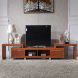 现代中式全实木电视柜水曲柳伸缩电视柜配套型胡桃木浅色户型