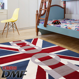 DMF 手工羊毛茶几地毯米字旗英伦风时尚现代儿童房卧室床边毯定制