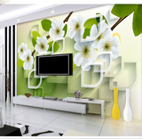 特价大型壁画绿色3D茉莉花卉墙纸壁画客厅电视背景墙清新田园壁纸