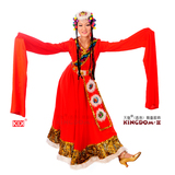 正品西藏舞服水袖表演服长裙藏族舞蹈演出服装女成人少数民族服饰