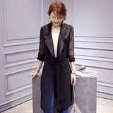 2016春季通勤新款中长款女装长袖薄款官方韩版专柜安可单件短外套