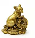 唐都 纯铜鼠摆件 铜招财进宝鼠 铜老鼠 铜金钱鼠 十二生肖鼠铜器