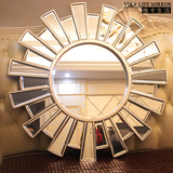 维卡生活欧式太阳镜子玄关浴室镜餐厅壁炉装饰玻璃圆镜卫生间壁挂