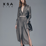 X．Sa/橡莎欧洲站中长款连衣裙春秋款2016新款欧美大码宽松长袖款