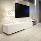 电视柜现代简约茶几组合套装白色烤漆可伸缩宜家中小户型客厅地柜