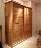 上海卧室家具榆木全实木衣柜移门推拉滑整体衣柜储物柜原木色定制