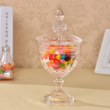 包邮欧式玻璃糖果罐新款玻璃糖果罐创意甜品装饰储物罐工艺摆件
