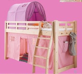 儿童家具/ 实木儿童床/松木童床公主床半高床游戏帐篷床带护栏