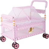 婴儿小床环保多功能儿童床便携宝宝睡篮铁床手推车床bb睡床带滚轮