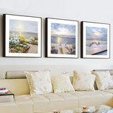 客厅装饰画 沙发背景现代简约挂画餐厅地中海风景三联画卧室壁画