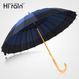 出口日本雨伞24骨男女新款超强防风伞超大实木直杆长柄个性晴雨伞