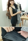 2015韩国代购Dodo冬季新款韩版修身中长款纯色加绒加厚女打底背心