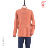 子居中式春季改良汉服男装韩国进口棉麻中国风男唐装复古长袖上衣