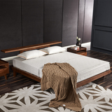 现代艺术大户型卧室布艺软包双人床 北欧实木榆木床 地中海风格