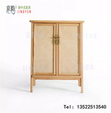 京韵新中式家具 纯实木矮柜老榆木免漆小柜子禅意边柜素木储物柜