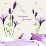 紫色桔梗花墙贴 温馨浪漫贴花墙壁装饰卧室床头婚房墙贴纸可移除