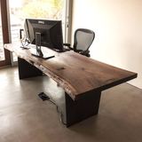 美式乡村咖啡桌椅 实木书桌原木铁艺复古餐桌 办公桌会议桌工作台