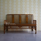 新中式老榆木沙发椅子双人沙发三人沙发椅实木靠背长椅简约现代